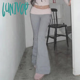 Lunivop Y2K Contrast Color Flare Pants Women Casual Leggings Vintage Streetwear Female Low Waist